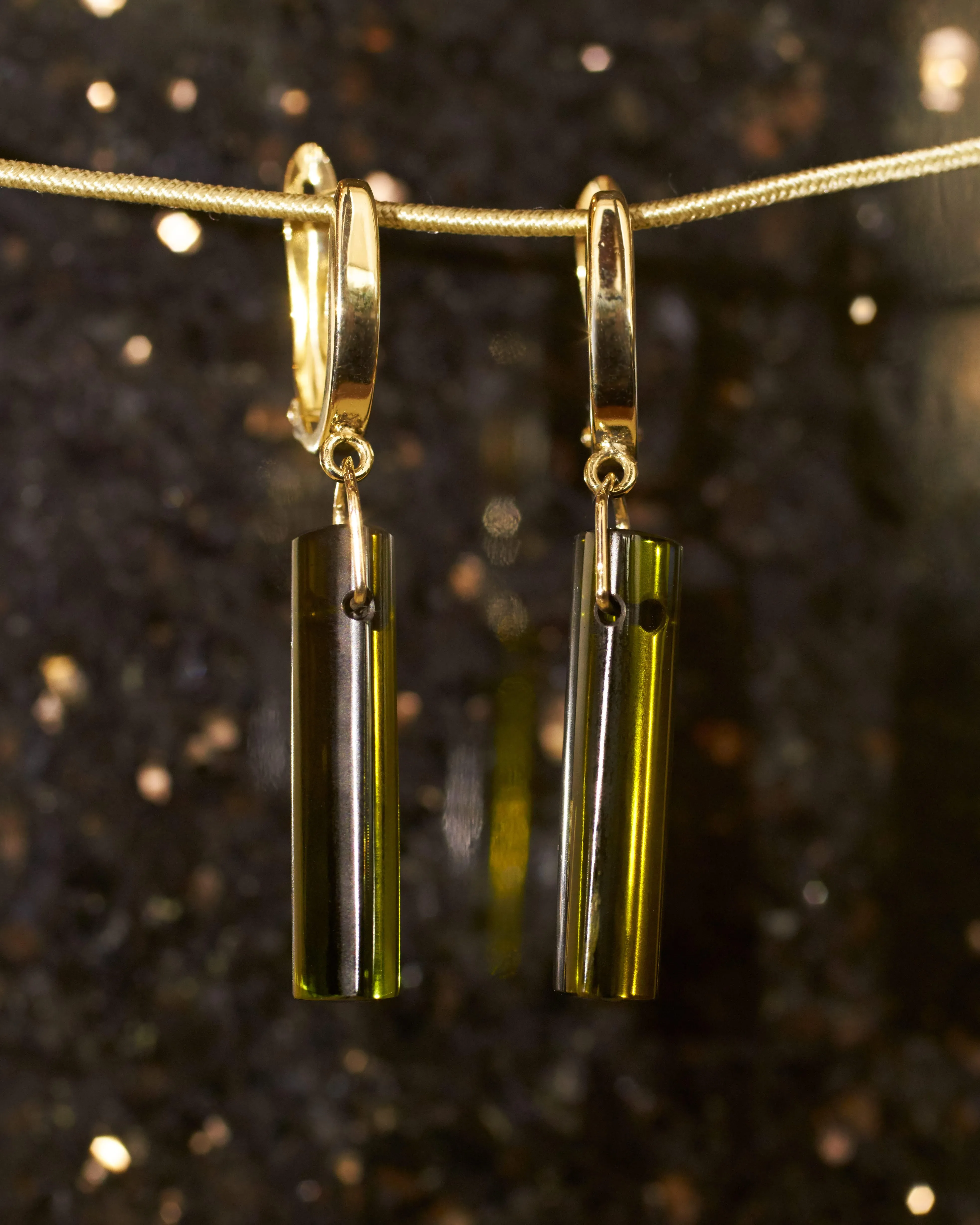 Olive Green Tourmaline Drop Earrings