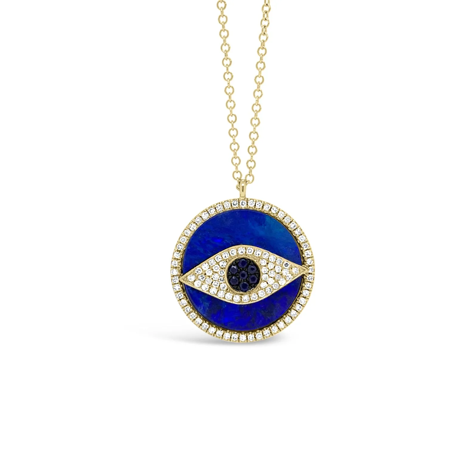 Opal & Diamond Evil Eye Pendant Necklace