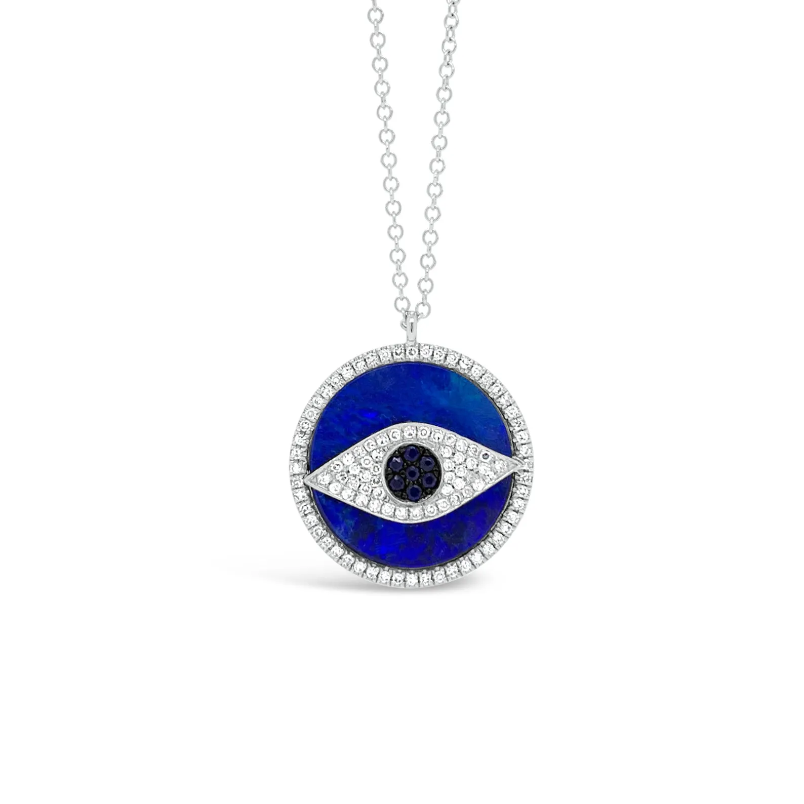 Opal & Diamond Evil Eye Pendant Necklace