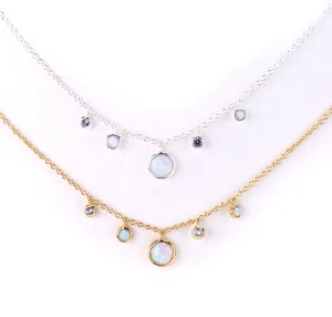 Opal and Blue Topaz Stone Charms Necklace