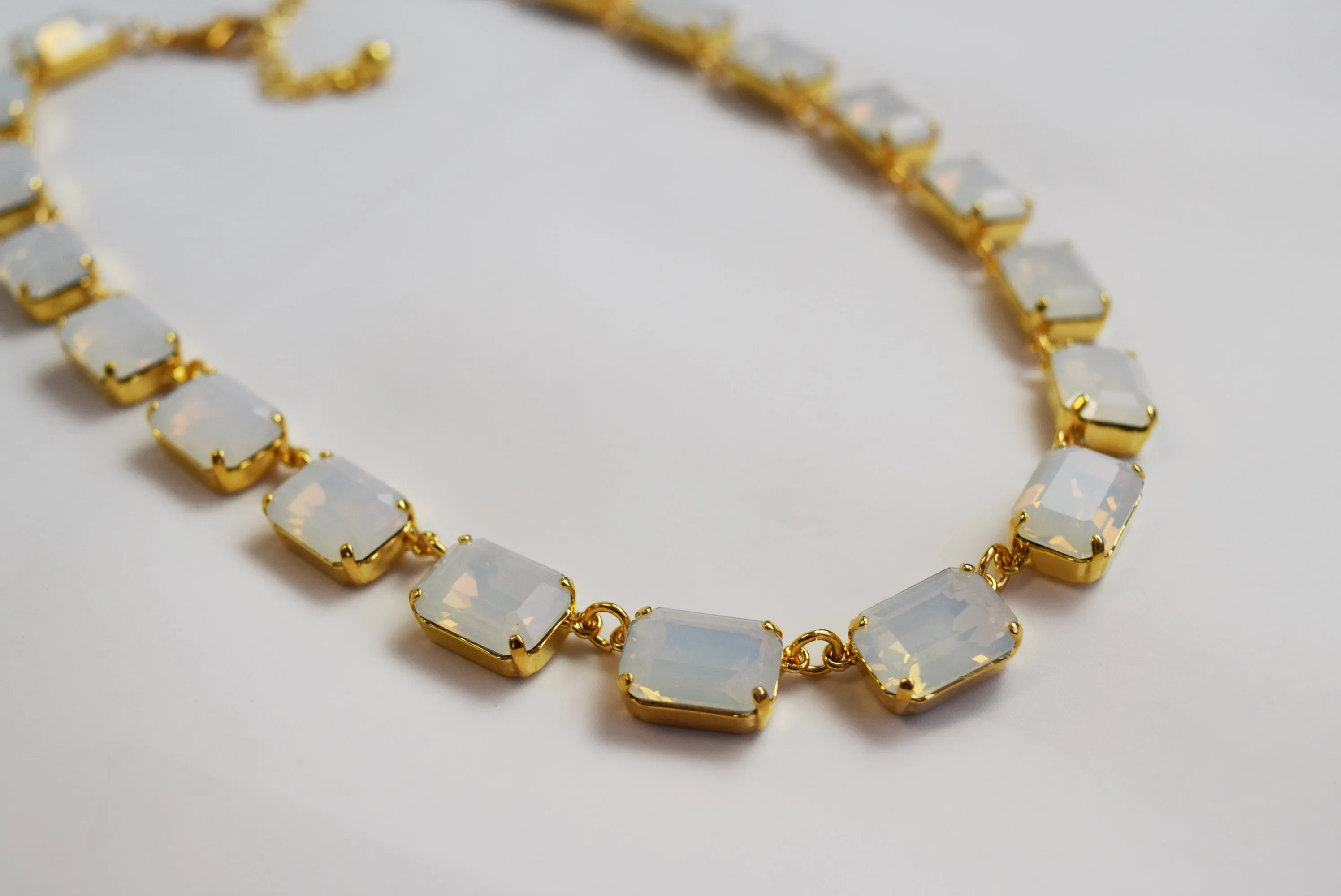 Opal Crystal Collet Necklace - Medium Octagon