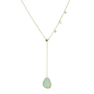 Opal Pebble Double Slider Lariat Necklace