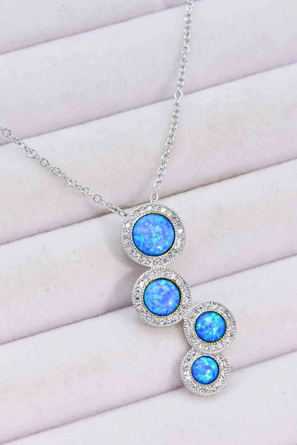 Opal Round Pendant Chain-Link Necklace