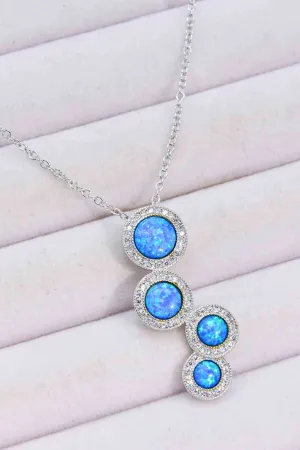 Opal Round Pendant Chain-Link Necklace