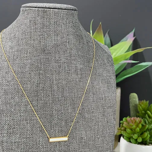 Opalstone Dainty Bar Necklace (GOLD OR ROSE GOLD)