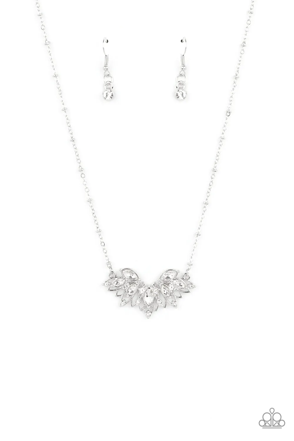 Open Door Jewelry - Deluxe Diadem - White Necklace - Paparazzi Accessories