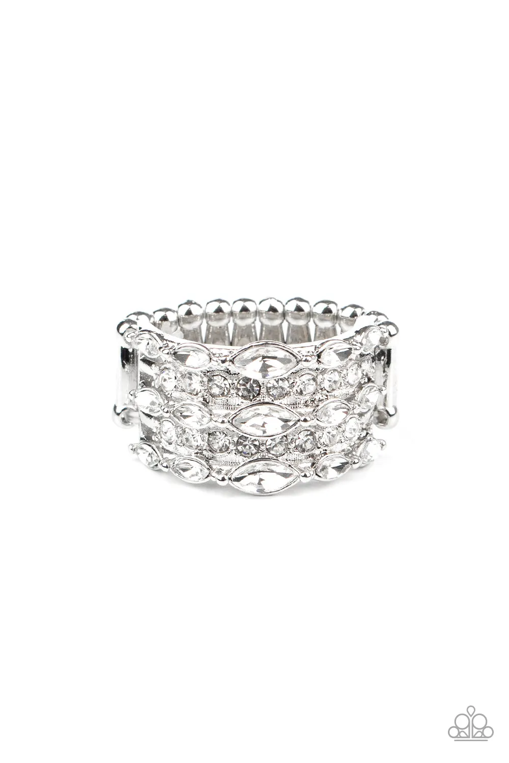 Open Door Jewelry - Diva Diadem - White Ring - Paparazzi Accessories