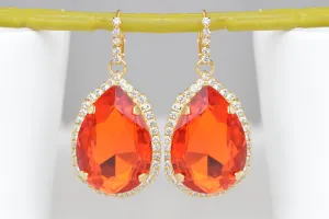 ORANGE TEARDROP EARRINGS