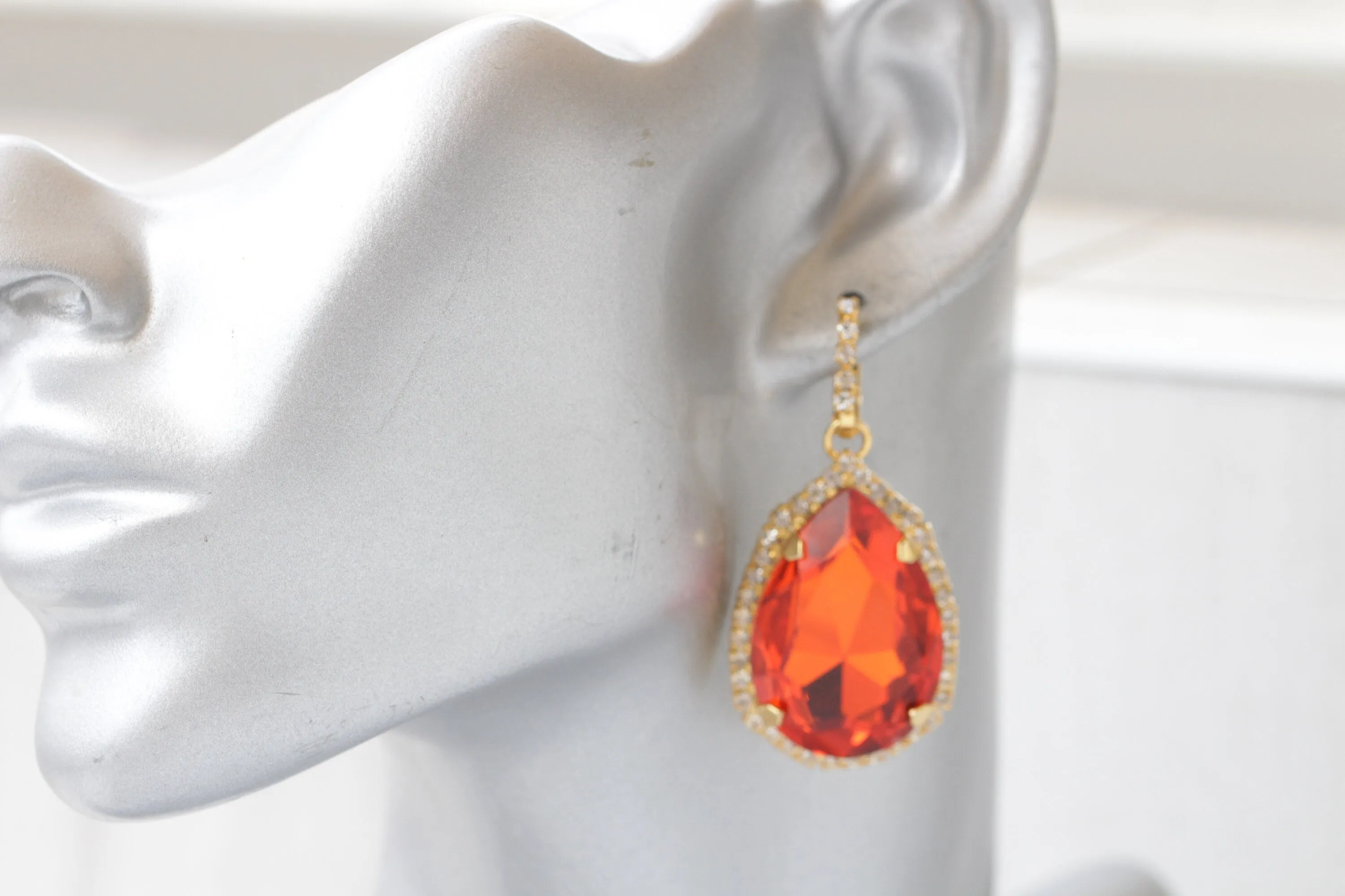 ORANGE TEARDROP EARRINGS