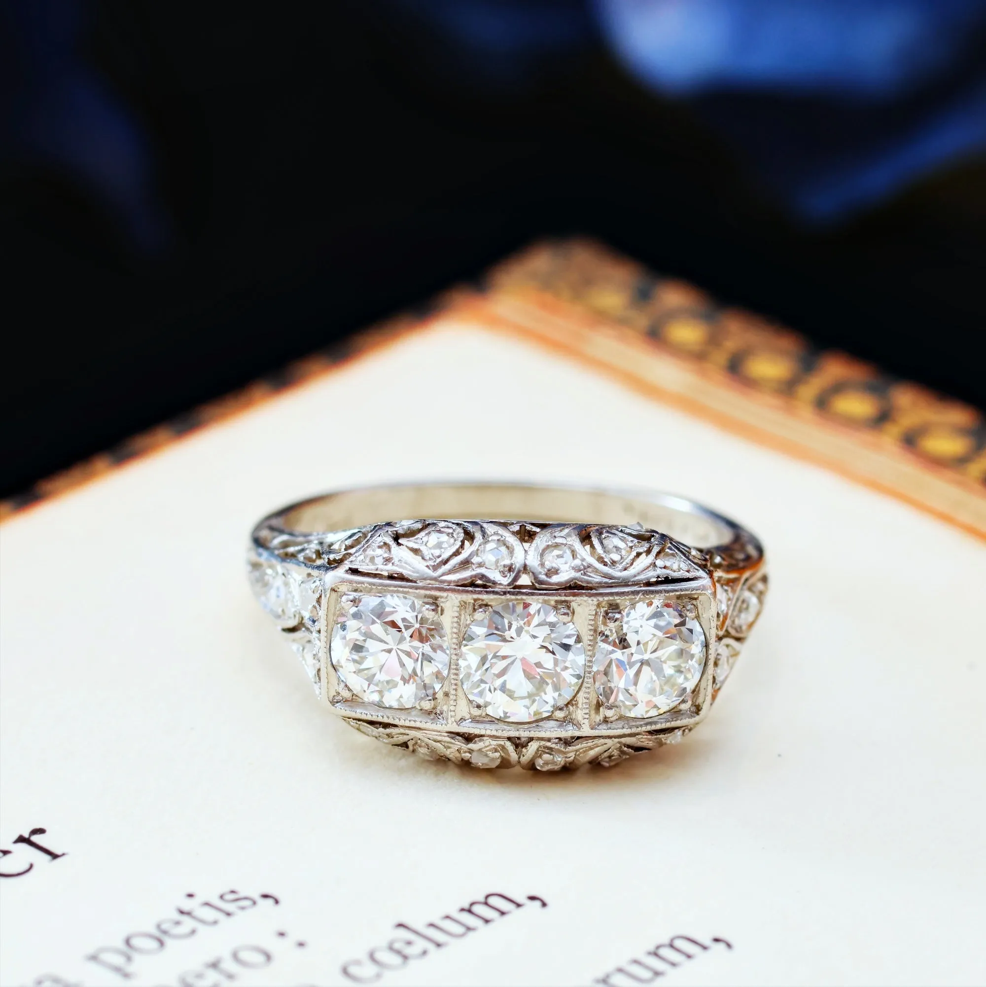 Original Vintage 1920's 1.50ct Birks Filigree Diamond Ring