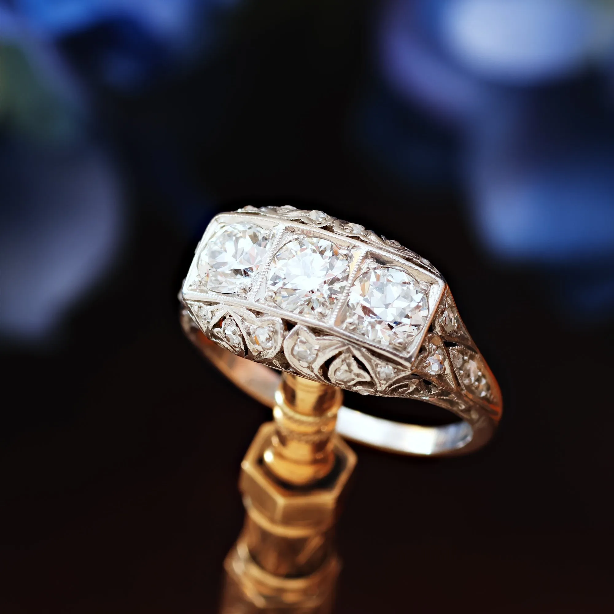 Original Vintage 1920's 1.50ct Birks Filigree Diamond Ring