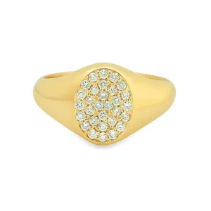 Oval Ladies Diamond Signet Ring