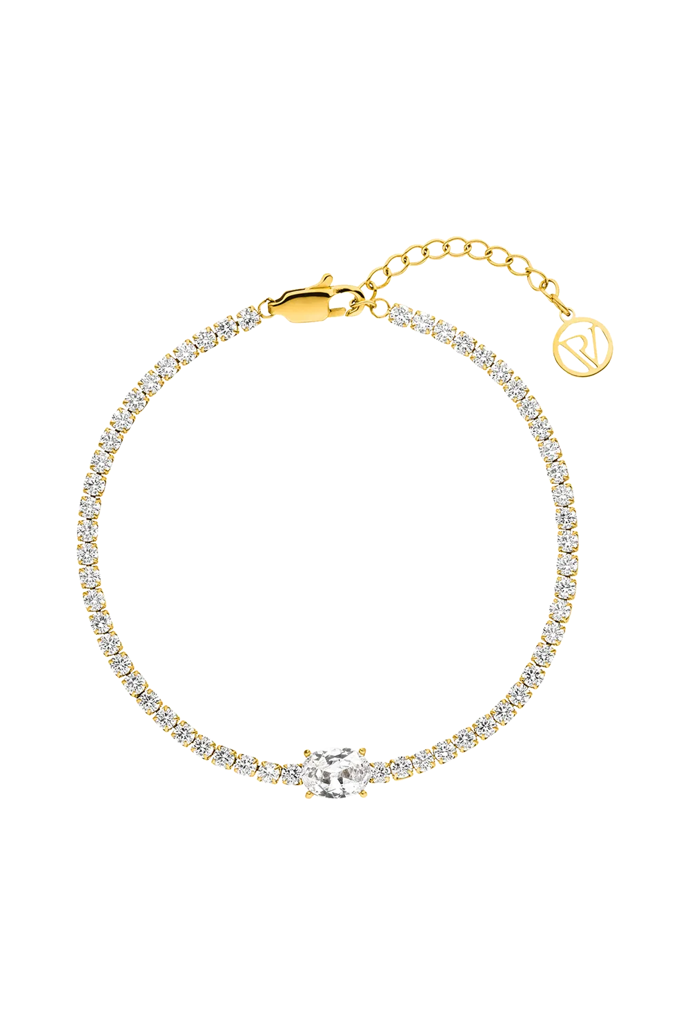 Oval Tennis Bracelet 14K Gold Plated