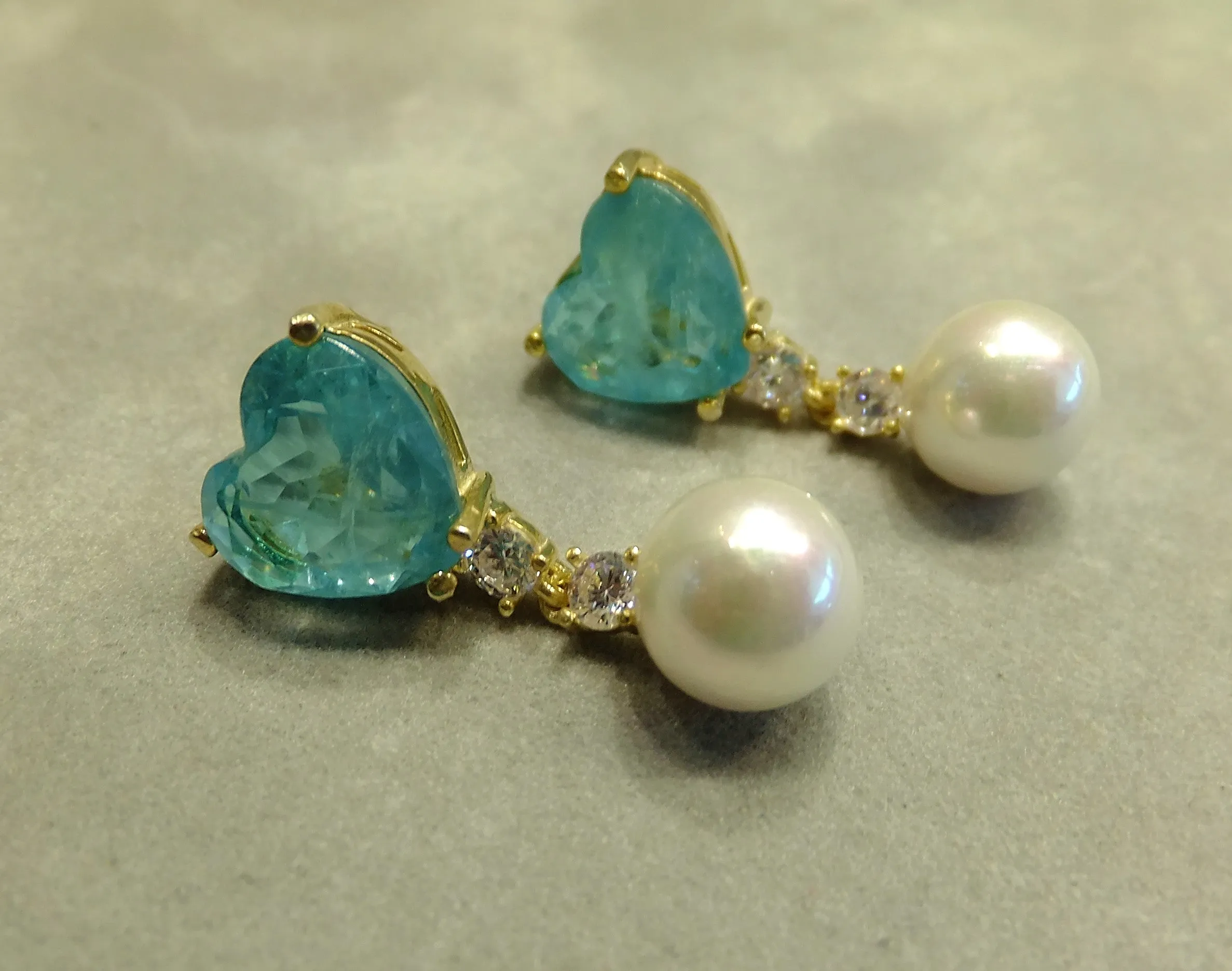 Paraiba Tourmaline and Pearl Drop Earrings