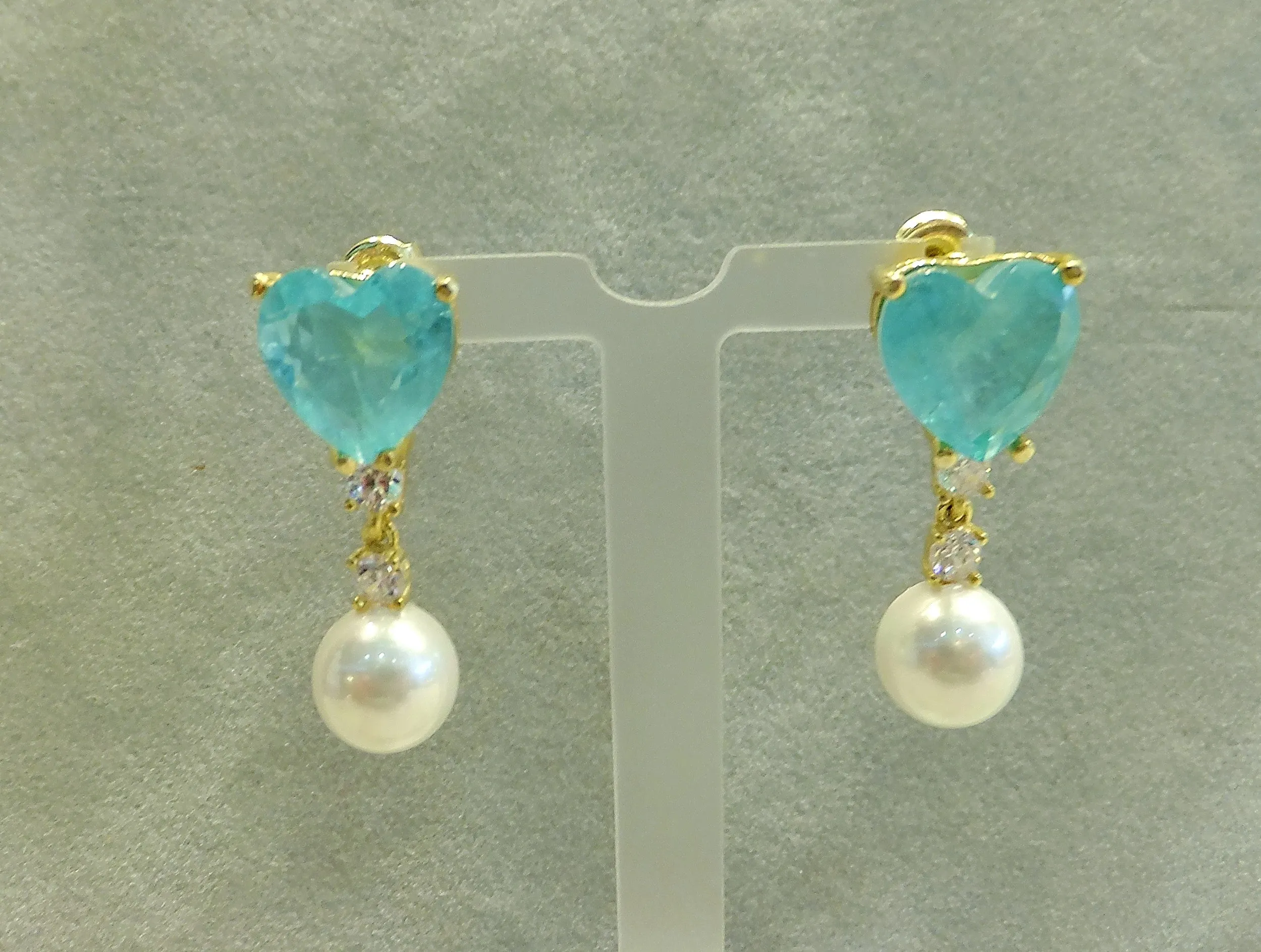 Paraiba Tourmaline and Pearl Drop Earrings