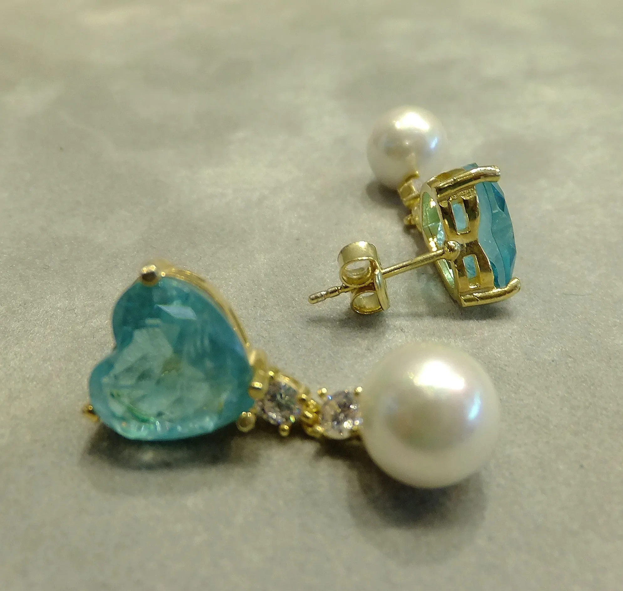 Paraiba Tourmaline and Pearl Drop Earrings