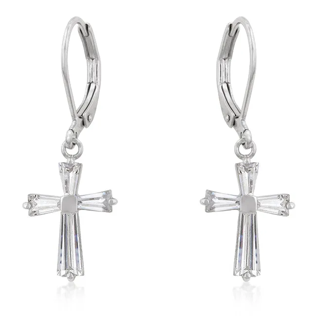 Perry CZ Cross Drop Earrings | 1.5ct