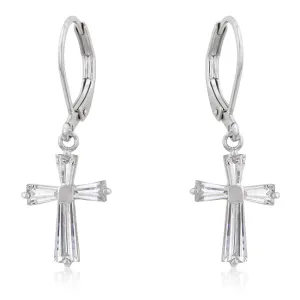 Perry CZ Cross Drop Earrings | 1.5ct