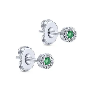 Petite Emerald and Diamond Stud Earrings