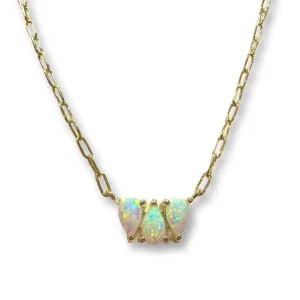 Petite Teardrop Opaline White Opal Necklace