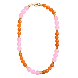 Pink and Orange Gemstone Necklace