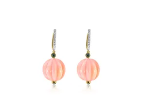 Pink Opal Scalloped Earrings