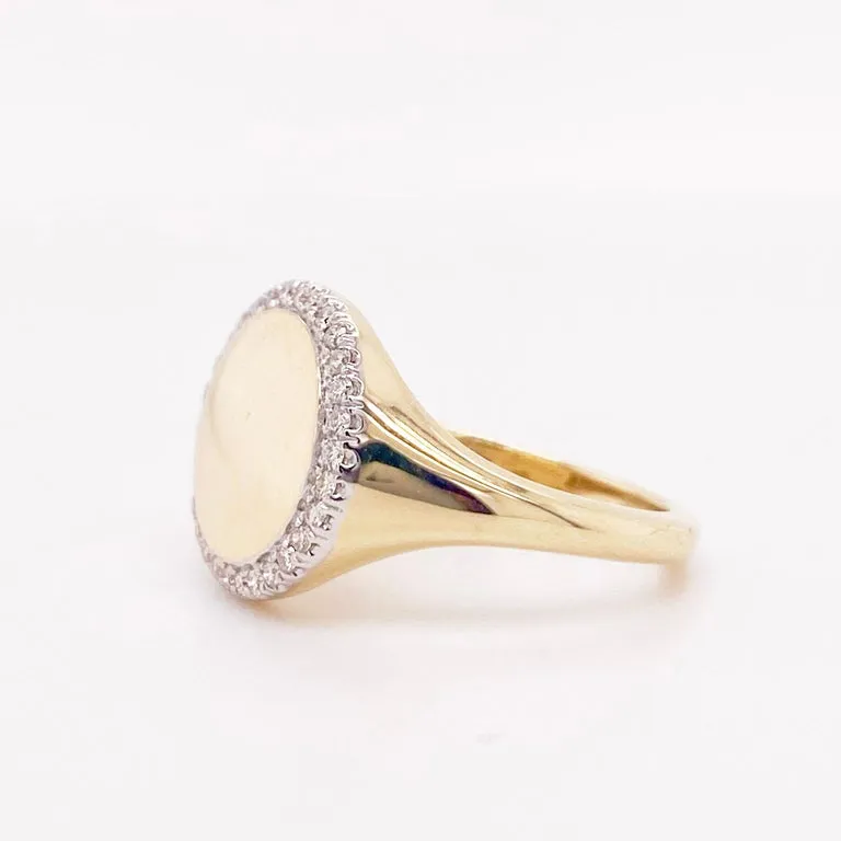 Pinky Diamond Signet Ring