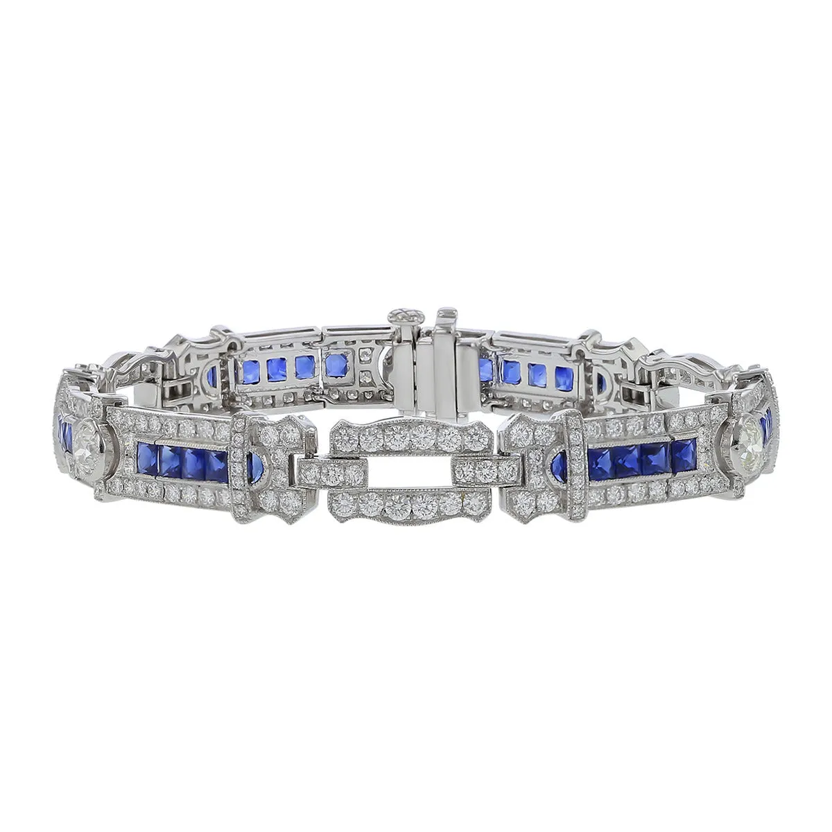 Platinum French-cut Sapphire and Diamond Bracelet