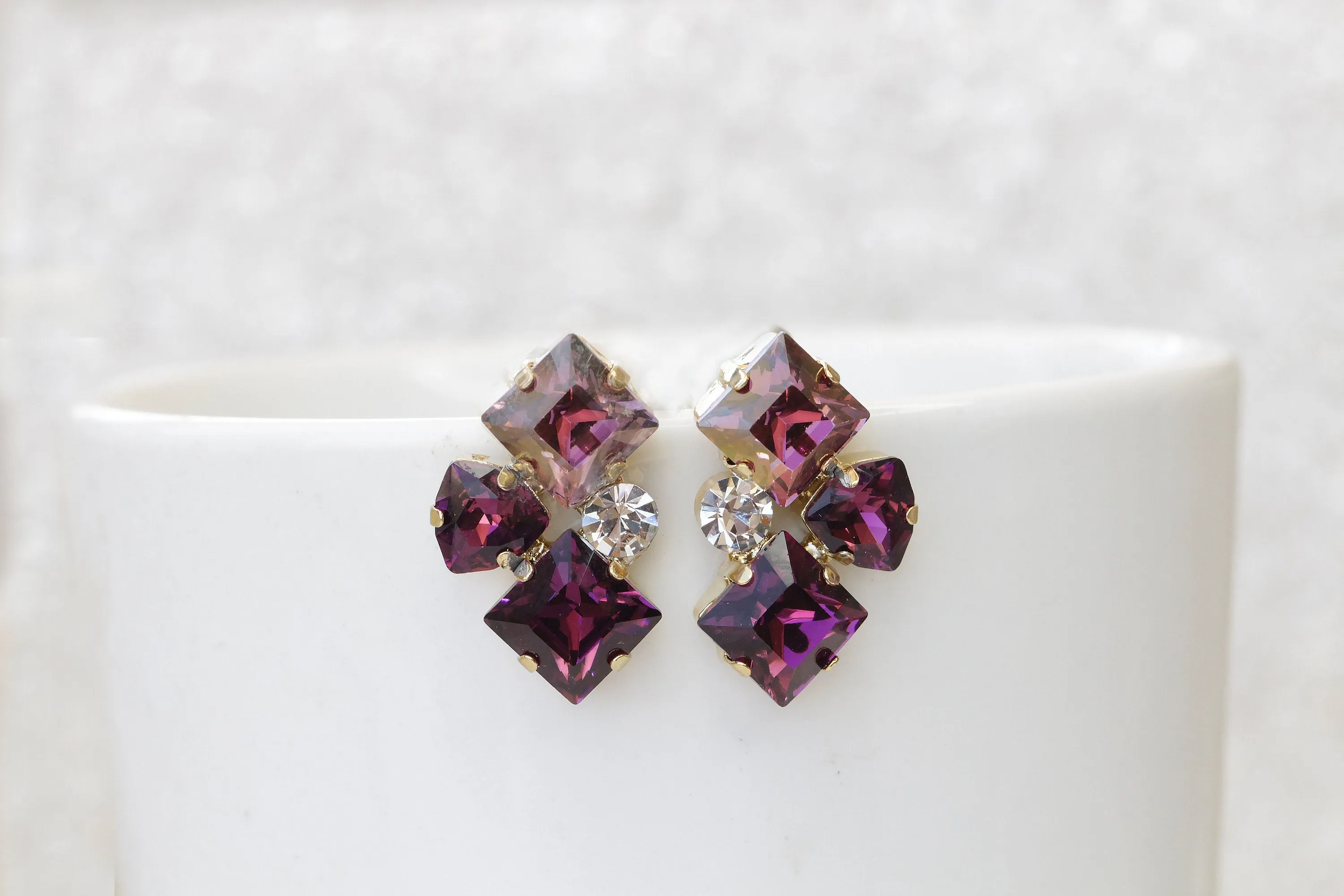 Purple AMETHYST STUD EARRING