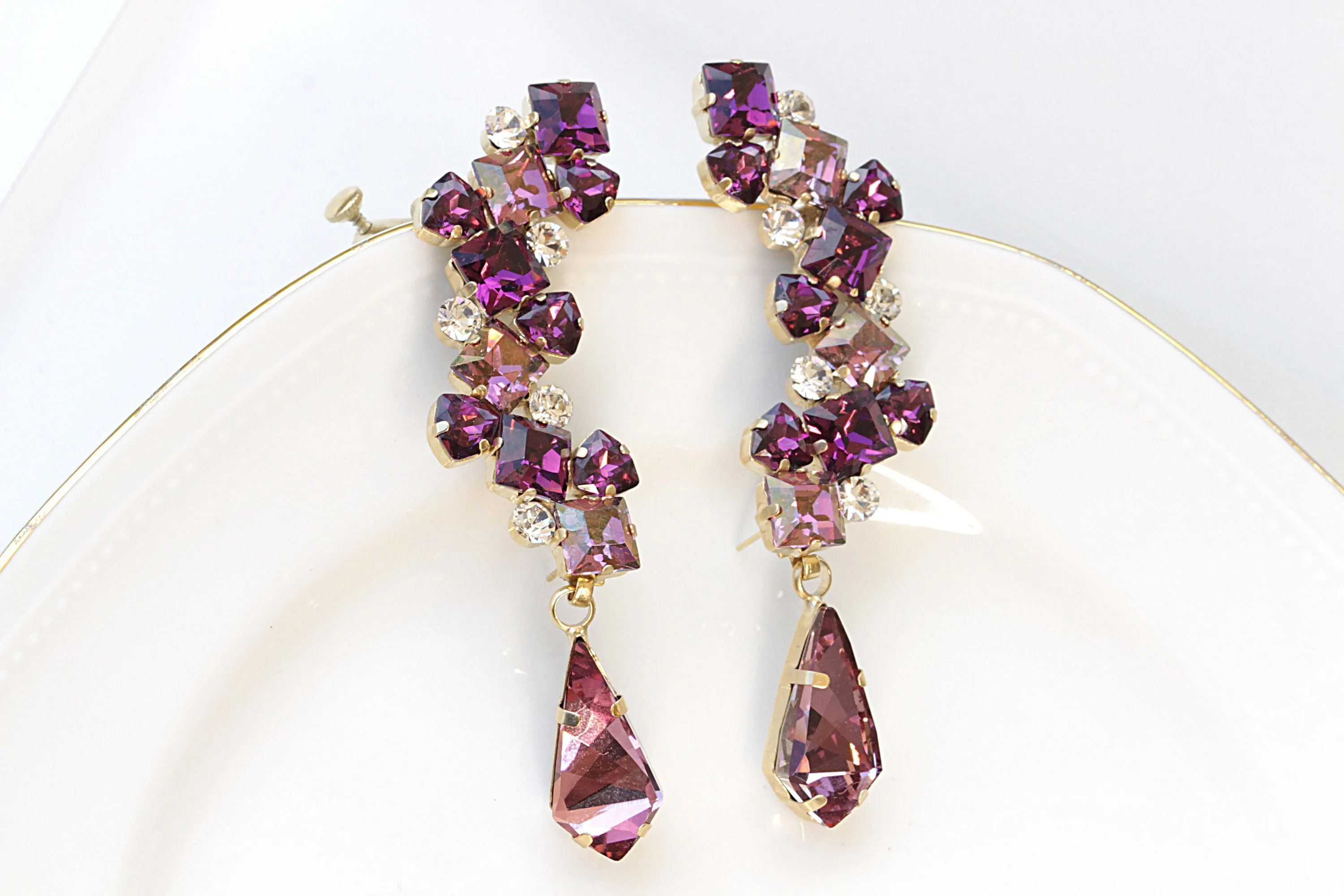 Purple AMETHYST STUD EARRING