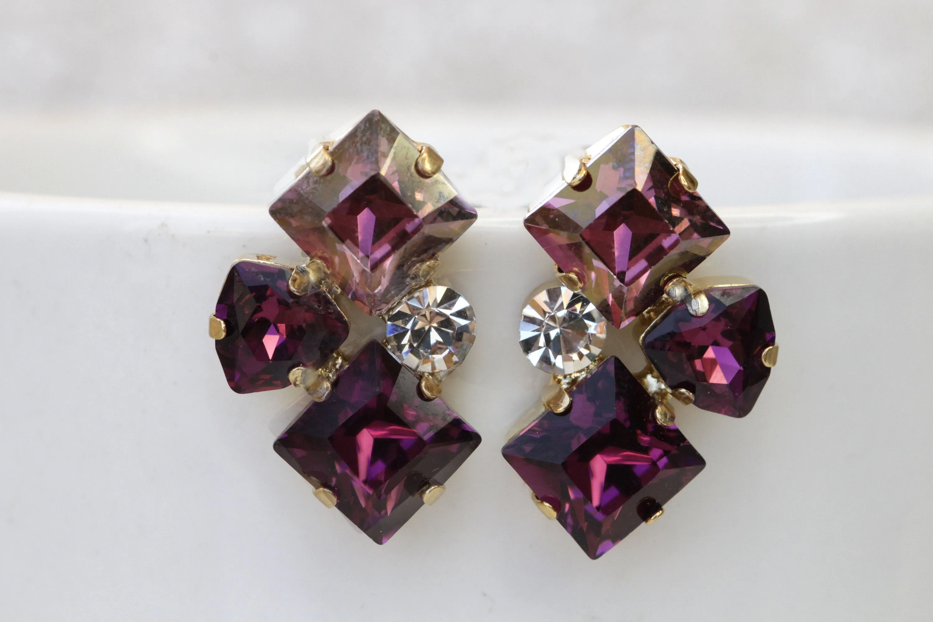 Purple AMETHYST STUD EARRING