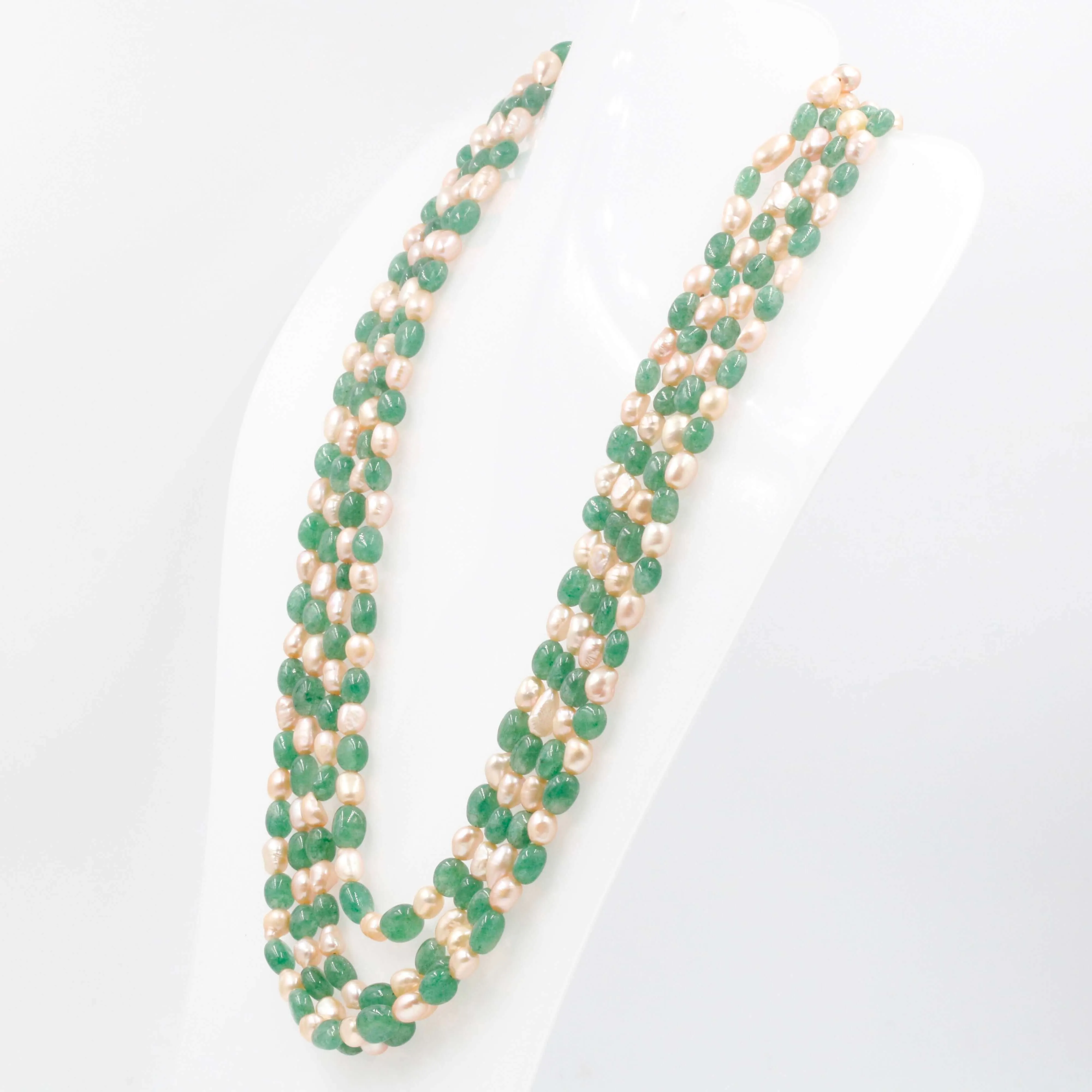 Quartz and Fresh Water Pearl Necklace Emerald Quartz Russian Emerald Quartz Cultured Pearl Indian Necklace Layered Necklace SKU: 6143052