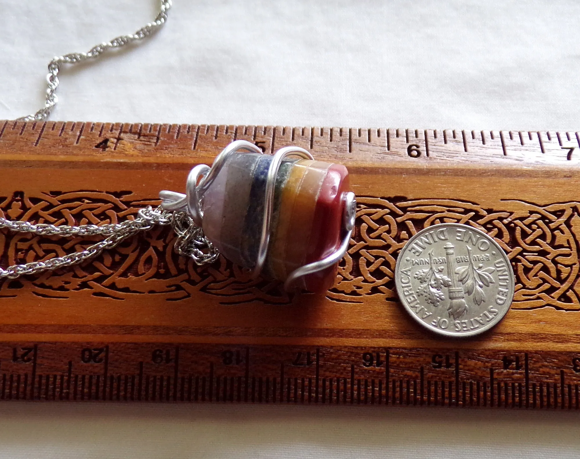 Rainbow Chakra Crystal Wire Wrapped Gemstone Pendant Necklace