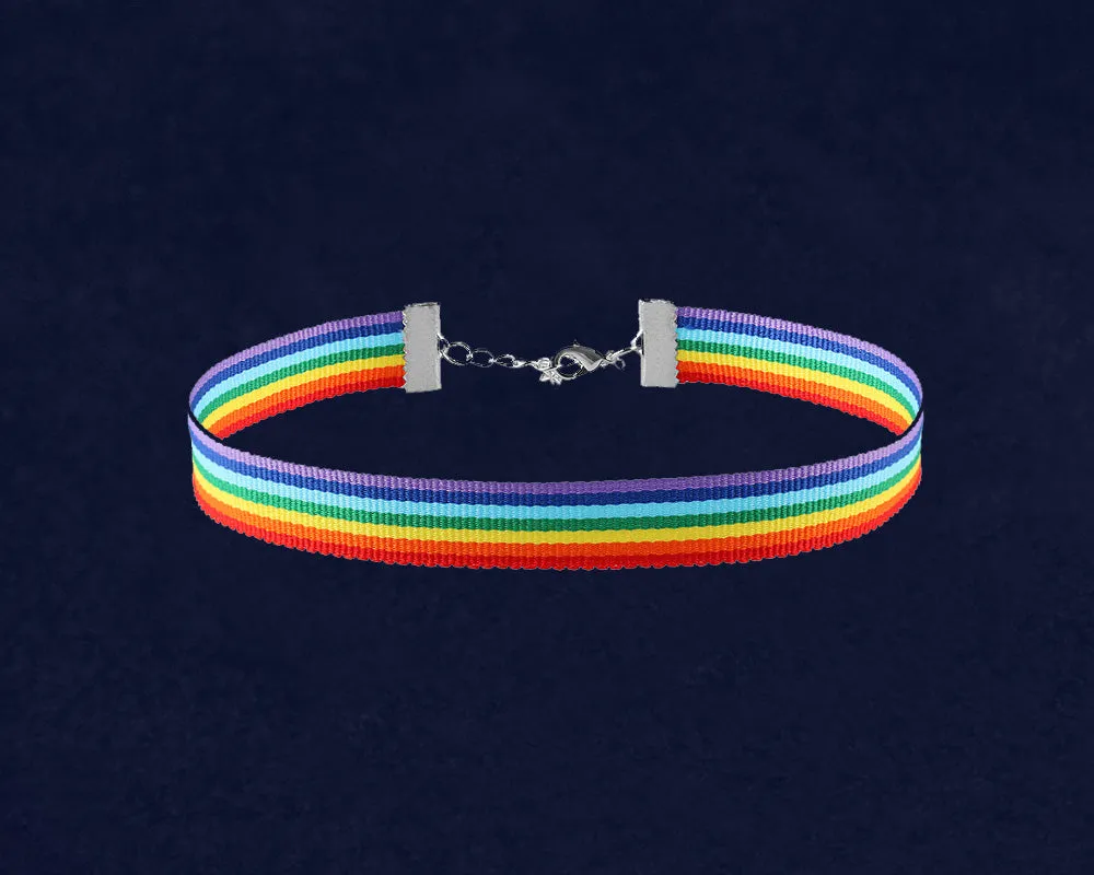 Rainbow Striped Choker Necklace