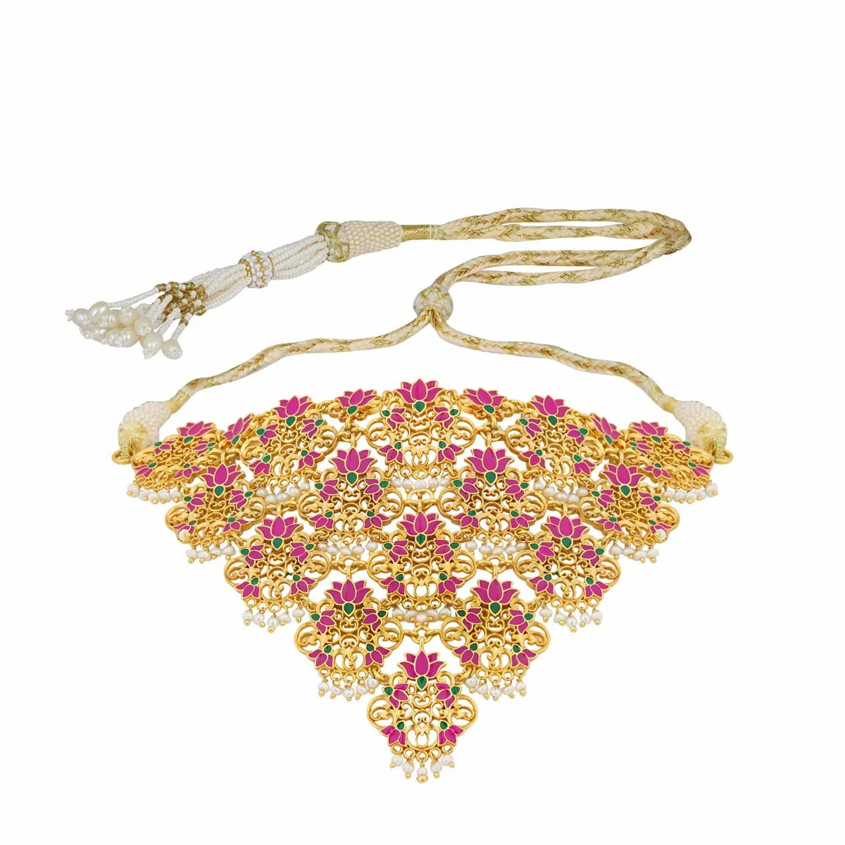 Rani Lotus Choker Necklace in Pink Enamel