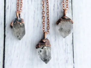 Raw crystal anthraxolite necklace | Electroformed crystal necklace