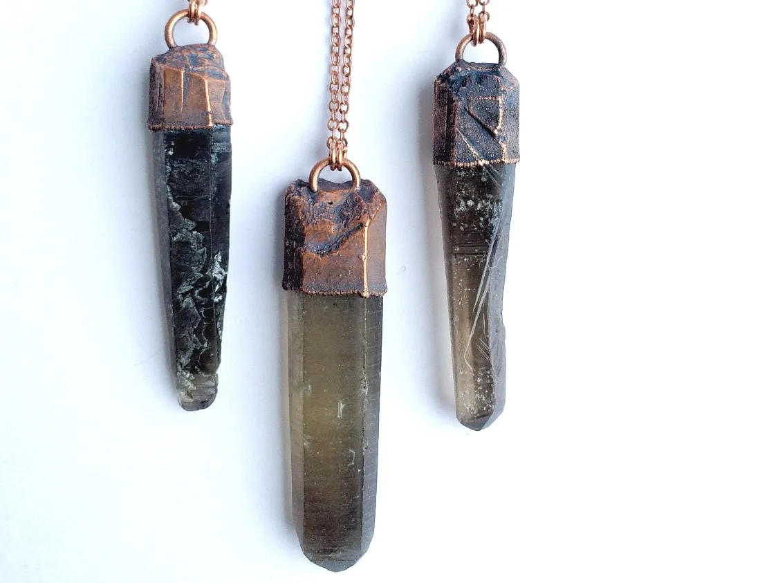 Raw smokey quartz necklace | Raw quartz necklace