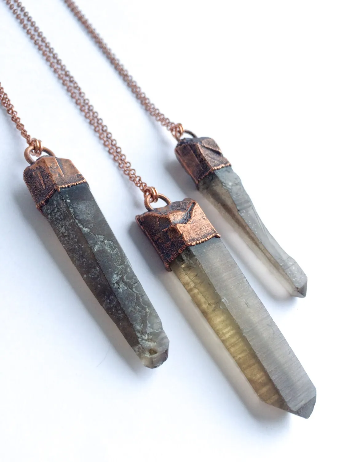 Raw smokey quartz necklace | Raw quartz necklace