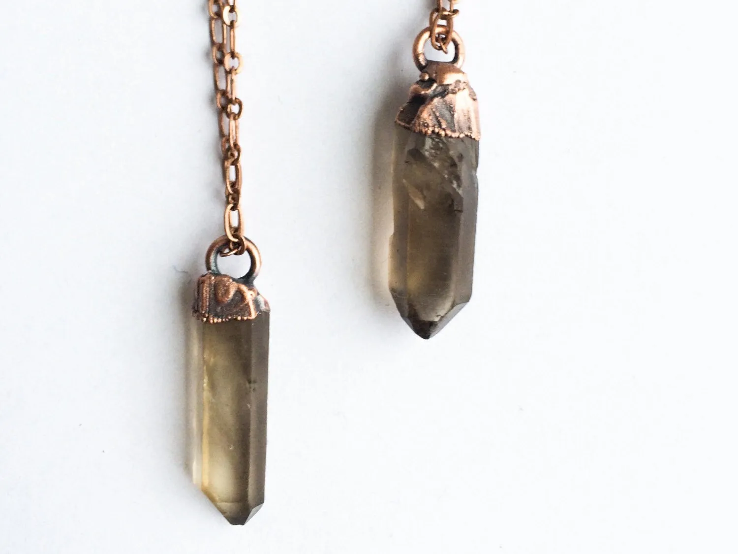 Raw smokey quartz necklace | Raw quartz necklace