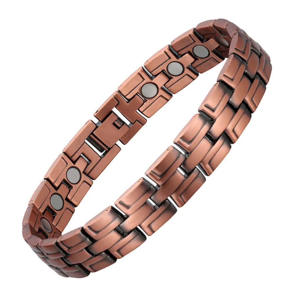 Red copper magnetic men's bracelet