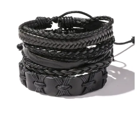 Retro Personalized Cowhide Punk Bracelet Bracelet Multi-layer Braided Leather Bracelet Diy Five-piece Leather Bracelet