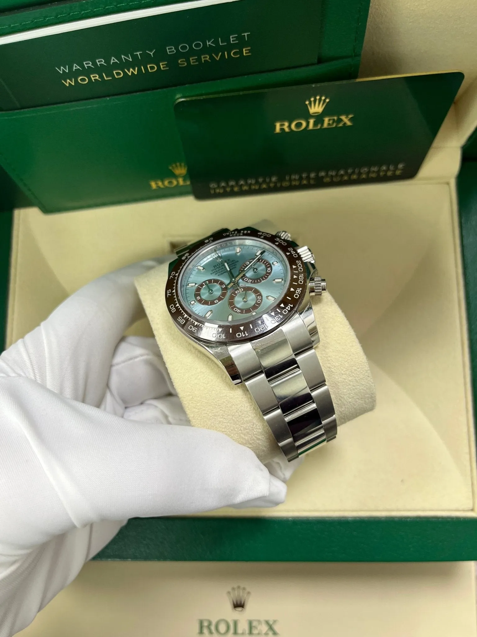 Rolex 950 Platinum Cosmograph Daytona 40 Watch - Ice Blue Index Dial (Ref # 116506)