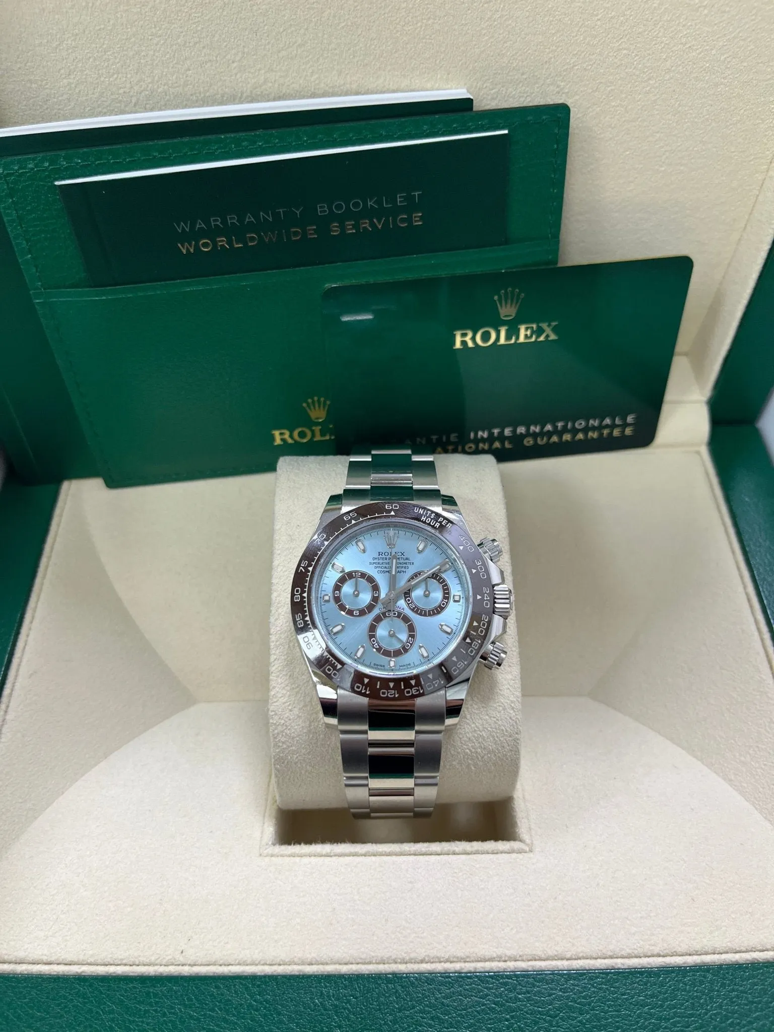 Rolex 950 Platinum Cosmograph Daytona 40 Watch - Ice Blue Index Dial (Ref # 116506)