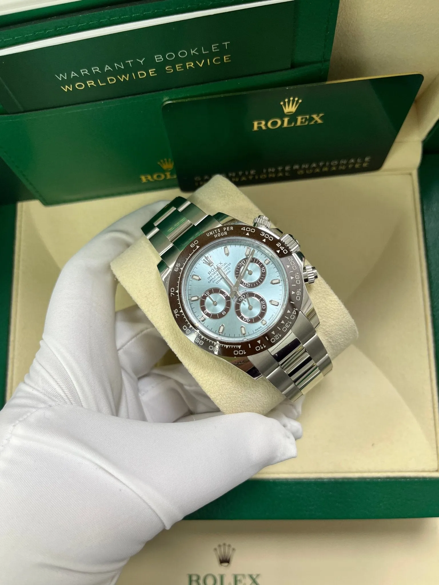 Rolex 950 Platinum Cosmograph Daytona 40 Watch - Ice Blue Index Dial (Ref # 116506)