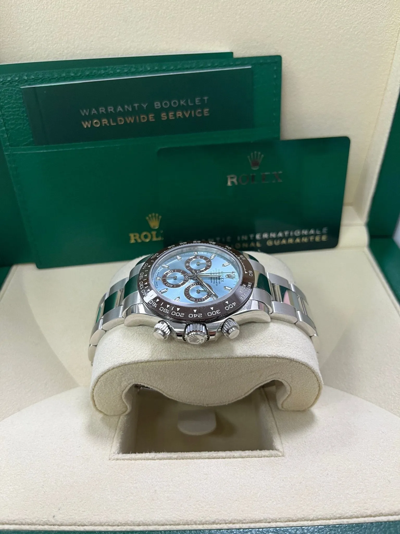 Rolex 950 Platinum Cosmograph Daytona 40 Watch - Ice Blue Index Dial (Ref # 116506)