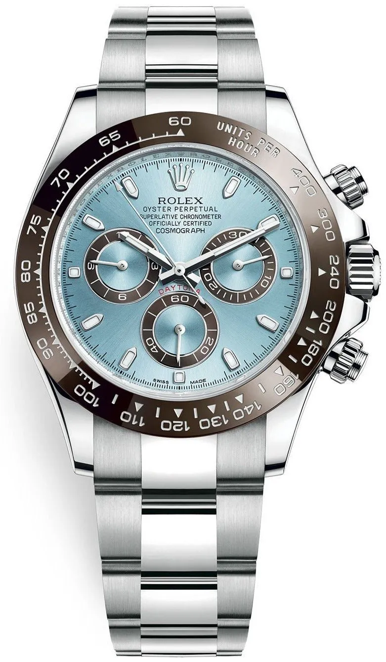 Rolex 950 Platinum Cosmograph Daytona 40 Watch - Ice Blue Index Dial (Ref # 116506)