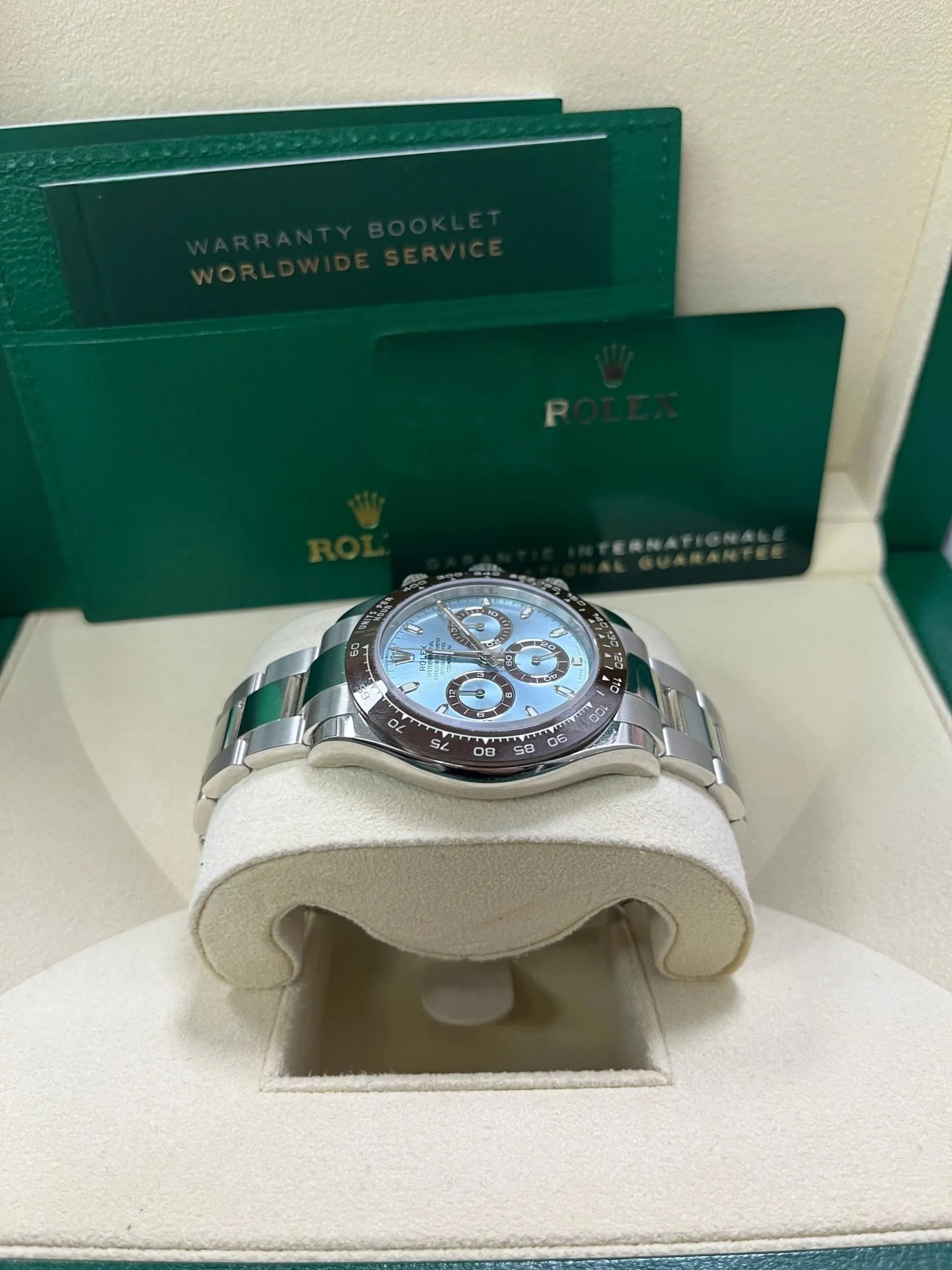 Rolex 950 Platinum Cosmograph Daytona 40 Watch - Ice Blue Index Dial (Ref # 116506)