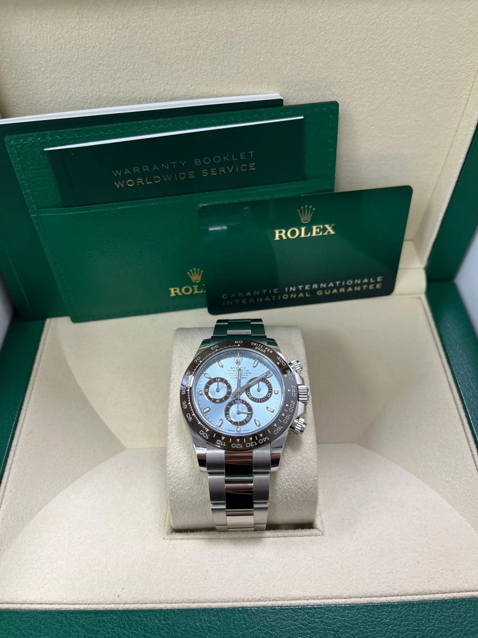 Rolex 950 Platinum Cosmograph Daytona 40 Watch - Ice Blue Index Dial (Ref # 116506)