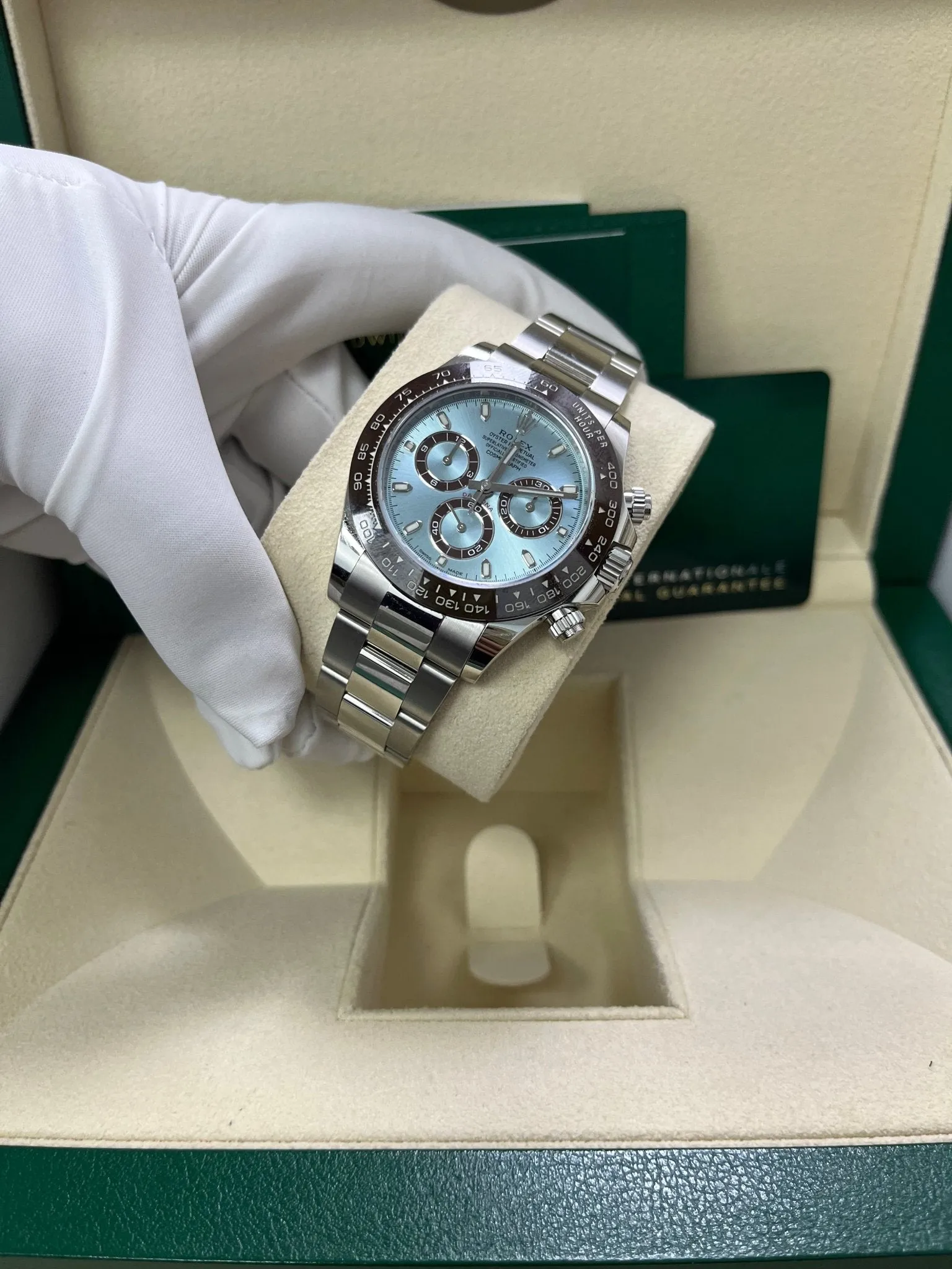 Rolex 950 Platinum Cosmograph Daytona 40 Watch - Ice Blue Index Dial (Ref # 116506)