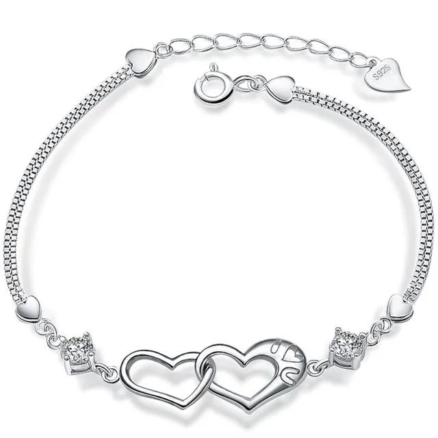 Romantic Heart Silver Friendship Bracelet